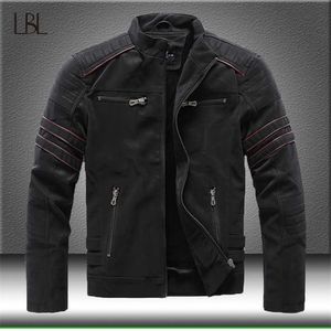 Outono inverno jaqueta de couro masculina casual motocicleta pu casaco casaco masculino lã grossa windbreaker quente sobretudo 211201