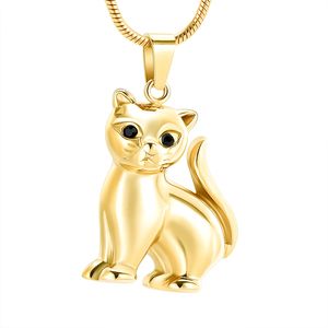 Stainless steel cat cremation pendant, Animal necklace Keepsake, Can put pet ashes or hair souvenir/gold, silver, rose gold