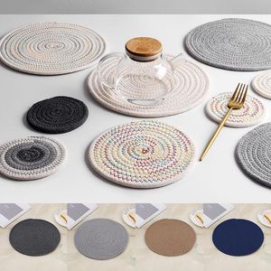 Mats & Pads Weave Table Padding Hand-made Cotton Heat Insulation Thread Japanese Style Placemat Cup Mat Anti Scald Resistant