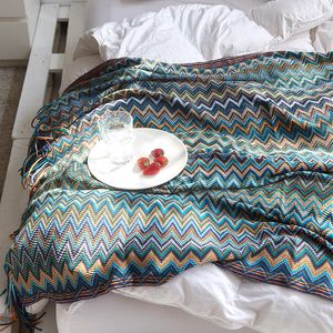 Cobertores Bohemia Cashmere de malha como multi-funcional cateral de cama sofá cobertor toalha tecida onda clássico borla viagem