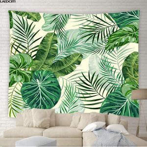 Tapestries Tropical Green Plants Tapestry Bohemia Wall Hanging Palm Tree Leaf Banana Flamingo Animal Background Cloth Bedroom Home Decor