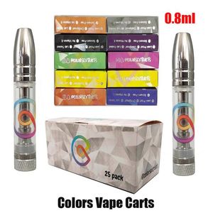 Colors Carts Metal Tips Vape Cartridges Packaging 0.8ml Atomizers 10 Color package boxes Vaporizer 510 Thread Cartridge Thick Oil Empty Vapes Battery Pen Stickers