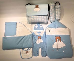 Newborn Baby girls Boys Romper Clothes Spring Cartoon Infant Long Sleeve Jumpsuit+Hat+bib+blanket+Slee bag 5Pcs/Outfits