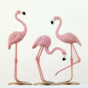 Nuovo creativo nordico INS fenicottero rosa resina decorazione della casa soggiorno camera da letto animale artigianato desktop gioielli regalo di nozze 210607