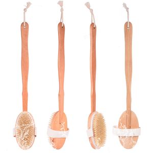 Natural Boar Bristle Cleaning Brush Detachable Long Handle Wooden Body Back Exfoliating Massage Bath Brushes