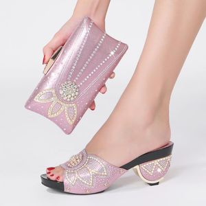 Dress Shoes Woman Sexy Italian Design African Pink High Heels Summer Shoe And Bag Set For Party In Women Nigerian Latest Slippers Ladies