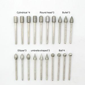 Professionella handverktygsuppsättningar 20st Diamantslipning Head Wheel Dremel Rotary Burs Set Tillbehör Drill Burr Bits 3 * 6mm