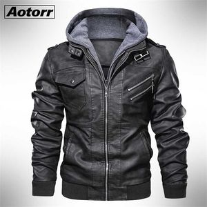 Outono inverno masculino masculino jaqueta de couro windbreaker jaquetas com capuz masculino outwear morno motociclista PU jaquetas UE tamanho 3xl 211101