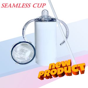 12oz straight tumblers sublimação dual peitoras copos de sippy copos selados com lidar com tampa normal aço inoxidável parede dupla vácuo isolado frasco de água bebê em branco