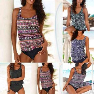 Vintage Tankini Sets für Frauen Böhmischen Zweiteilige Badeanzug Sommer Strand Badeanzug 210722