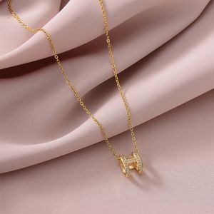 2021New H letter luxury diamond necklaces bathing non fading titanium steel chains top quality plant directly sale