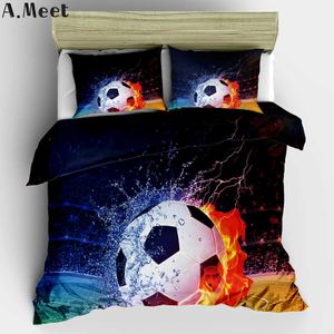 3D Bed Linen Football Covers ding Sets Single Duvet Cover Set Soccer Sports Boys Man American NO Sheets Ropa Cama 3PC 210615