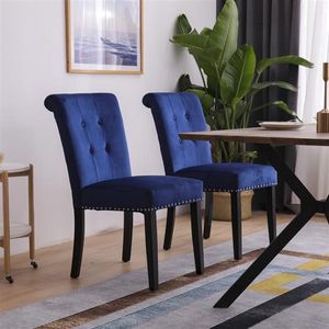 Woonkamer meubels fluwelen stof rubberen hout benen kussen originele katoenen dichtheid lente nagel kleedstoel twee sets blauw