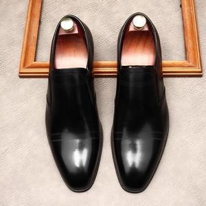 패션 망 로퍼 정품 가죽 검은 와인 레드 비즈니스 드레스 신발 남성 품질 웨딩 사무실 슬립 남성 신발