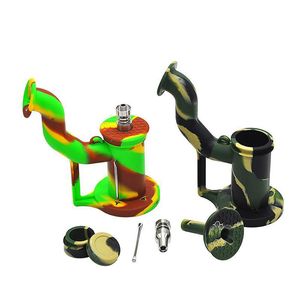 Hookahs Factory Price Silicone water pipe bong glass dab rig with titanium nail and tool Hookah1