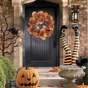 Decoration Scary Skull Home Door Window Wall Decoration Halloween Wreath Crown Decoration Pumpkin Door Ornament Q0812