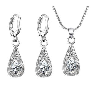 Sieraden Sets Crystal Womens Kettingen Goud Verzilverd Zirkoon Ketting Oorbel Mix voor Lady Diamond Fashion