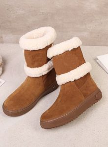 Women Snowdrop Flat Ankle Boots Fashion Wool Printed Rubber Sole Classic Martin Boot Top Quality Ladies Winter Snow Booted Shoes With Gift Box 35-41