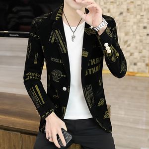 Blommönster Kavaj Jacka Herr Koreansk Trend Streetwear Herrkläder Fritidskostym Kappa Man Slim Fit blazer masculino S-3XL