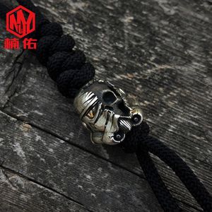 925 prata planeta guerreiro guerreiro grânulos mão-tecido lanyard mochila chaveiro colar paracord grânulos