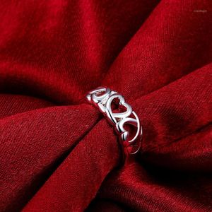 Cluster Anéis Fábrica Direto Sólida Sterling Silver Jewelry Heart for Women Homens Tamanho Moda Presentes de Férias de Casamento