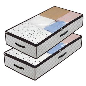 2 pack Fällbar under sängväskor Stor under sängförvaringslådor Tjock Andas underbädd Klädselkassar Zippered Organizer