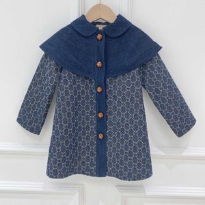 Marke Mädchen Kinder lange Jeansjacken Cowboy-Umhang Windjacke Mantel Kinder Designer-Outwear Größe 90-170