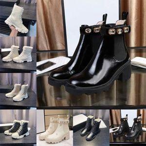 mit Box Bee Stiefel Designer australische Damen Damen Winter Schnee Luxus Plateau Lederreifen Chelsea Moon schwarz für Love Arrow 100 % echtes Leder Medal grob rutschfest