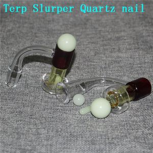 Flat Top Terp Slurper nail Smoking Quartz Banger With glow in dark Marbles 14mm 90degrees Vacuum Nails For Glass Water Pipes Dab Rig