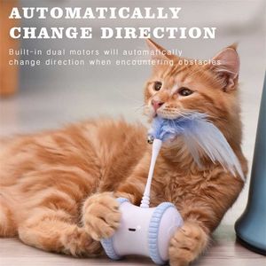 İnteraktif Pet Köpek Kedi Elektrikli Oyuncak Mikro USB Powered Tumbler Otomatik olarak Yön değiştirme Değiştirme Değnek Topu Döner Tekerlekler 211122