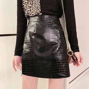 Black/bule/white/Split Side Snake Embossed Party Bodycon Skirt Women Autumn High Waist Night Out Form Fitted Mini Sexy Skirts 210608