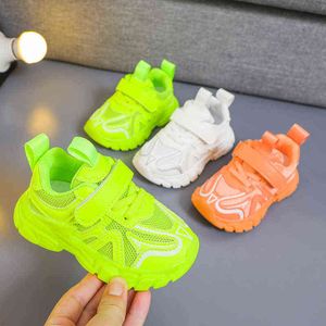 Bahar Çocuk Neon Yeşil Sarı Örgü Sneakers Küçük Kızlar Için Erkek Nefes Caz Hip Hop Dans Spor Koşu Ayakkabıları Yeni G0114