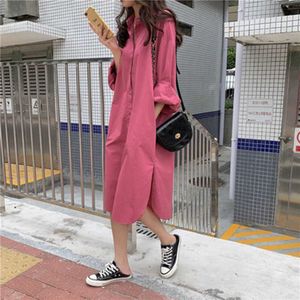 Spring/Autumn Office Lady Solid Long Full Shirts Autumn Loose Slim Women Blouses 210615