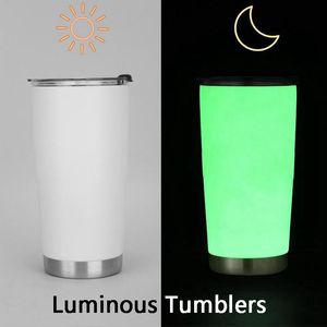 Tumblers Drinkware 20oz mug Flash Skinny Luminous Tumbler Stainless Steel Fluorescent Mug Car Cups Ice Bar Cup