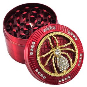 52mm Diamond Herb Mlask Zwierząt Wzór Design Tobacco Spice Muller Crusher Grinder 4 Warstwy Szlifierki Metalowe Akcesoria do palenia DHW12