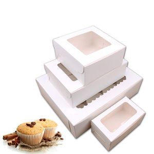 ギフトラップ5個のPCSカップケーキボックスウィンドウホワイトブラウンクラフト紙箱デザートムース12カップケーキホルダー卸売業者カスタマイズ