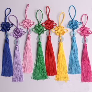 Chinese Knot Tassel Pendant Beautiful Jade Decoration DIY Bamboo Weaving Crafts Peace Jade Pendant Trumpet 16 Colors GYL87