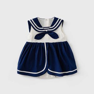 Baby flicka koreanska japan romer sommar spädbarn bomull rompers toddler tjejer college stil jumpsuit född söta outfits 210615