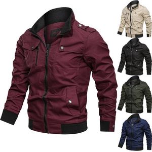 Jackets de corrida Men's Solid Color Spring Spring Autumn Casas de lapela Zipper Outwear Silm Fit Clothing com bolso superdimensionado