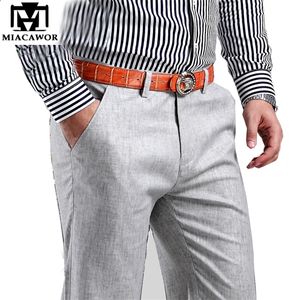 Plus Size New Men Summer Linen Pants Cotton Casual Trousers Breathable High Quality Men's pants X0615