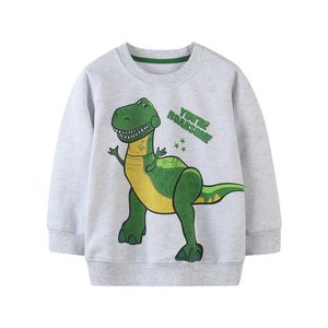 Jumping Meters Dinosaurs Print Children's Sweatshirts Cotton Boys Girls Clothing for Autumn Winter Kids Hoodies 210529