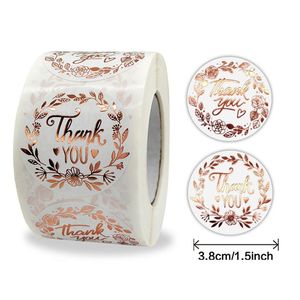 500 Sheets/Roll Round Thank You Label Stickers for Gift Wrapping, Candy Bags, Boxes, Packaging, Christmas Party, Wedding Favors