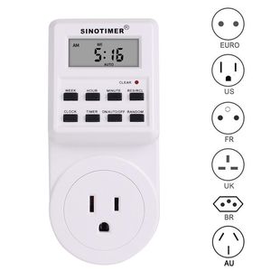 Timers 230/220V AC Programável PROGRAMÁVEL Semanal Power Socket Timer Switch EU UK US Fr Plug Standard com relógio