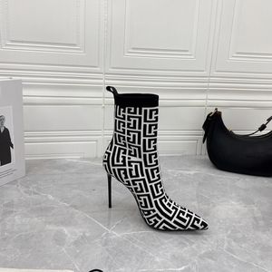 22SS Fashion Swirl Printing Flynit High Heel Ankle Boots cm Luxurys Designers Internet Celebrity Star Same Style Shoes Knit Sock Boot Shoe