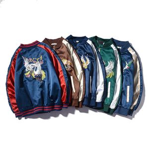 Embroidered Autumn Jackets Men Long Sleeve Yokosuka Souvenir Streetwear Sukajan Luxury Male Cardigan Japan Stain Baseball Coat 211013