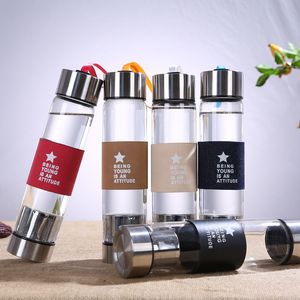 Glass Water Bottle Nice-looking Healthy Heat-resisting Leak-proof Drinking Cup With Tea Infuser