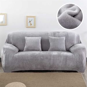 Velvet plysch soffa täcka stretch stor elasticitet soffa täcker tvättbar soffa täcker soffmöbler all wrap single slipcover hem 211102