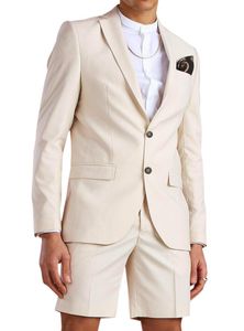 Men's Suits & Blazers SOLOVEDRESS Beige Summer Suit Thin Section Refreshing Beach Pool Party Water Project Customization (Jacket + Shorts)