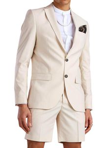 Abiti da uomo Blazer SOLOVEDRESS Abito estivo beige Sezione sottile Rinfrescante Beach Pool Party Personalizzazione del progetto acquatico (giacca + pantaloncini)