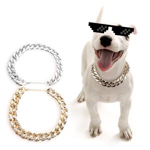 1 Stück Gold-Silber-Kunststoff-Kette für kleine und mittelgroße Hundehalsbänder, Teddy-Haustier-Halskette, Schmuckzubehör